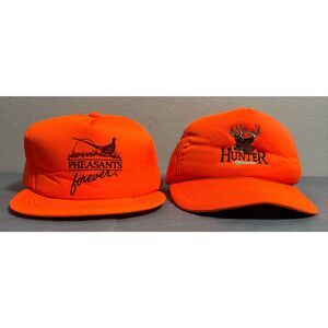 Vintage Hunter Hat Orange Deer Hunting & Pheasant Forever Hat Snapback Foam Hat